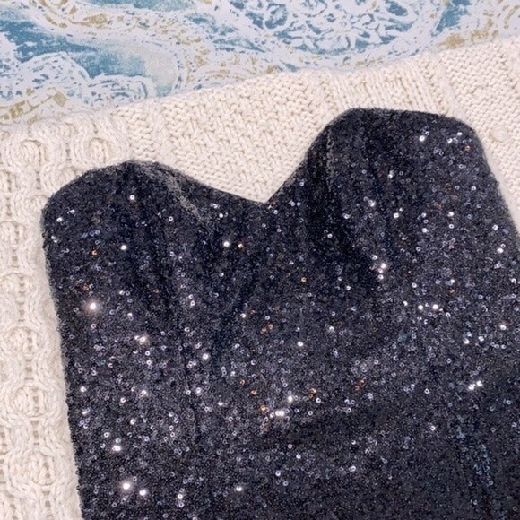 Alfred Angelo size 6 black strapless sequin dress - Picture 7 of 7